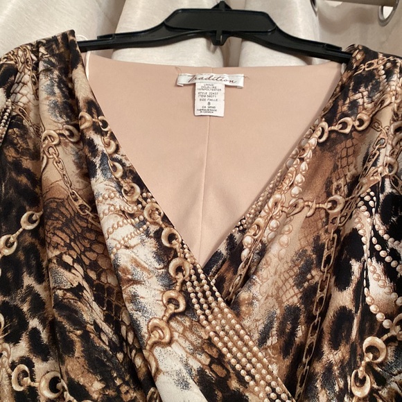 Chain Print V-Neck Midi Dress - Picture 2 of 4